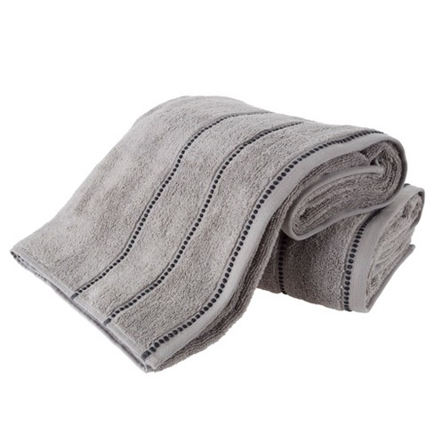 Hastings Home 2-pc Cotton Bath Towel Set - Silver And Black : Target