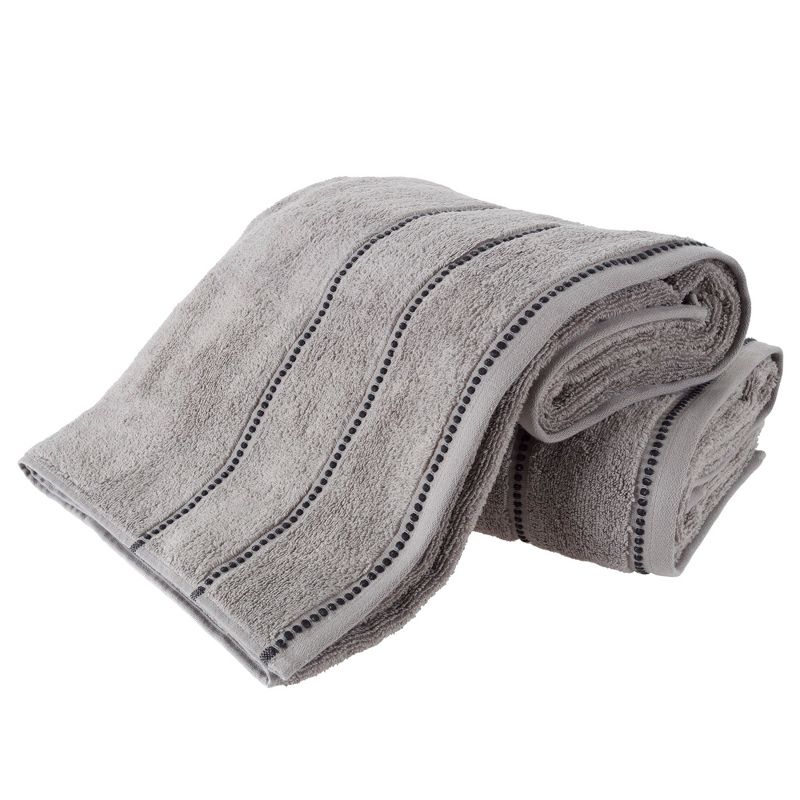 Hastings Home 2-pc Cotton Bath Towel Set - Silver and Black, 2 of 6