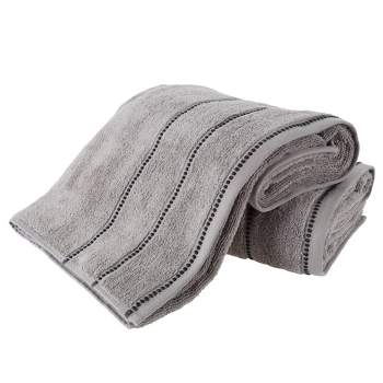 Hastings Home 2-pc Cotton Bath Towel Set - Silver and Black