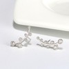 Curved Leaf Stud Wrap Earrings for Women Sterling Silver Cz Ginger Lyne Collection - 3 of 4