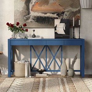 NicBex Modern Crisscross Design Console Table with 4 Storage Drawers,Entryway Table Foyer Tables for Hallway,Kitchen,Living Room - 1 of 4