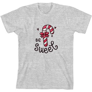 Be Sweet Candy Cane Youth Crew Neck Short Sleeve Tee - 1 of 2