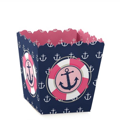 Big Dot of Happiness Ahoy - Nautical Girl - Party Mini Favor Boxes - Baby Shower or Birthday Party Treat Candy Boxes - Set of 12