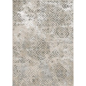 HomeRoots 3' X 5' Sand And Light Blue Geometric Distressed Area Rug - 1 of 3