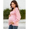 Women's Maternity Tops Elegant Square Neck Lantern Sleeve Blouse - 3 of 4
