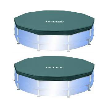 Intex 15 Foot Round Frame Easy Set Above Ground Swimming Pool Cover (2 Pack)