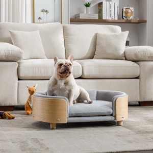 Pet Sofa,Luxury Dog Beds With Solid Wood Legs And Bent Wood Back,Dog Couch Bed,Affordable Dog Kennel,Unique Dog Beds-Cuddlewood - 1 of 4