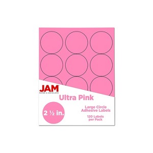 JAM Paper Circle Round Label Sticker Seals 2.5 Inch Diameter Ultra Pink 120/Pack (147628587) - 1 of 4