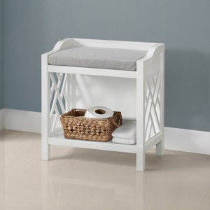 Coventry Bench with Cushion White - Alaterre Furniture: Rectangle Upholstered Wood Frame, Polyester Textile, Spot Clean - 1 of 4