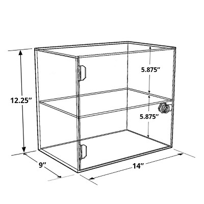 Clear Acrylic Locking Countertop Display Case with Shelf