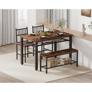 Modern 4-Piece Dining Table Set with Storage Bench & Chairs, 47" Rectangular Kitchen Table for Apartments - Easy Assembly & Space-Saving - 1 of 4