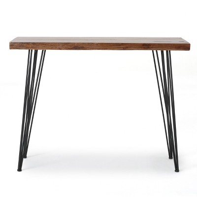 Remington Live Edge Console Table Natural Finish - Christopher Knight Home: Iron Frame, Fir Wood Top, Modern Style