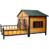 Chery Life Brown 64" W x 53.5" D x 39.5" H Wooden Outdoor Dog Kennel with Elevated Floor & Porch, Weatherproof Puppy Shelter Fits Small or Medium Dog - 3 of 4