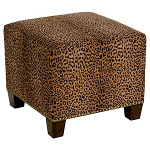 Square Nail Button Ottoman - Cheetah Earth - Skyline Furniture