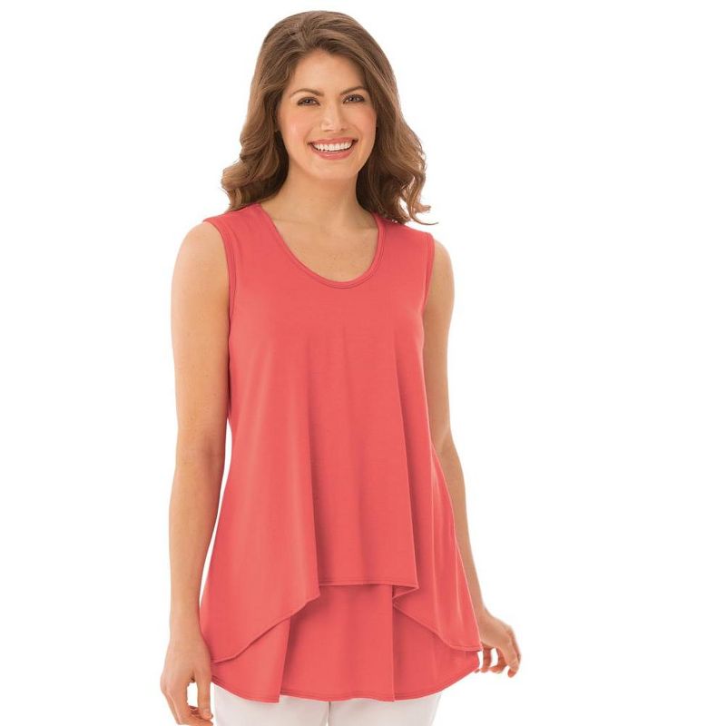 Collections Etc Double Tier Layered Sleeveless Tank Top, Figure Flattering and Loose Fit, 3 of 4