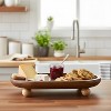 Garnen Kitchen Décor Wooden Tray Acacia Wood Tray for Coffee Table Bathroom Vanity Counter, Oval Pedestal Stand Wood Riser Tray Candle Jewelry Holder - 2 of 4