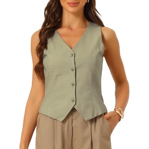 INSPIRE CHIC Women's Fashion Sleeveless Button Down V Neck Crop Summer Vest - 1 of 4