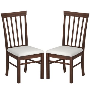 HOMCOM Wooden Dining Chairs Set, Farmhouse Upholstered Kitchen Chairs with Rubber Wood Frame for Living Room, Dining Room - 1 of 4