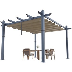 Aluminum Pergola with Adjustable Canopy, Rust-Proof Metal Gazebo, All-Weather & UV-Resistant Outdoor Shelter - 1 of 4