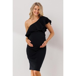 Hello Miz Women's Ruffled One Shoulder Maternity Dress - 1 of 4
