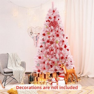 COZONY 6ft Pink Flocked Christmas Tree with 250 Multi-Color LED Lights, Pre-Lit Artificial Xmas Tree with 751 Branch Tips for Home Holiday Decor - 1 of 4
