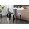 TIRAMISUBEST Button Tufted Upholstered Bar Chairs Set of 2, Velvet Bar Stools with Wood Footrest & Chrome Nailhead Trim - 2 of 4