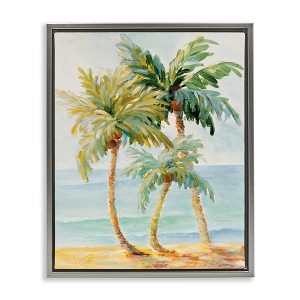 Stupell Industries Tropical Palm Trees on Sand Floating Frame Canvas Art, Gray, 17" x 21" - 1 of 4