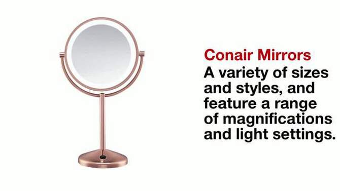 Conair Double-Sided LED Lighted Satin Nickel Finish Cosmetic Mirror - 1x &#38; 7x Magnification, 2 of 6, play video