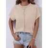 Women's Waffle Knit Crew Neck Short Sleeve Casual Loose Tunic Top - 3 of 4