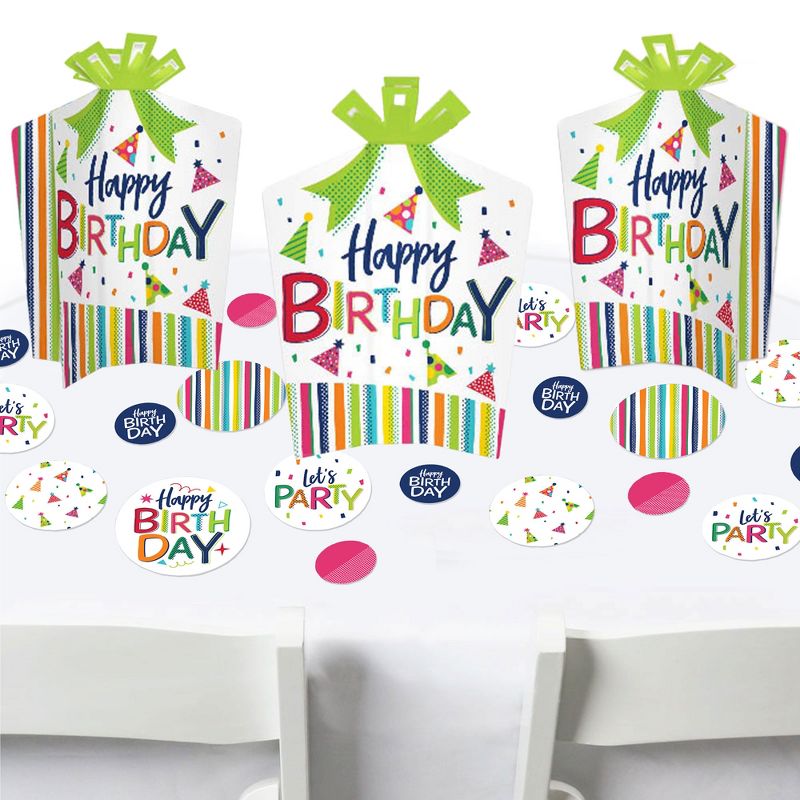 Big Dot of Happiness Cheerful Happy Birthday - Colorful Birthday Party Decor and Confetti - Terrific Table Centerpiece Kit - Set of 30, 1 of 9