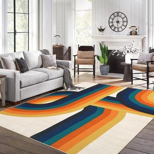 Modern Area Rug, Washable Abstract Accent Carpet with Non-Slip Backing, Soft Low Pile Throw Rug for Living Room Bedroom Office - 1 of 4