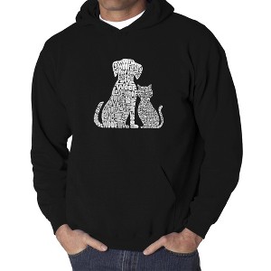 LA Pop Art Men's Word Art Hooded Sweatshirt - Dogs and Cats - 1 of 4