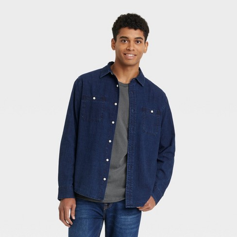 Men's Denim Long Sleeve Button-Down Shirt - Goodfellow & Co