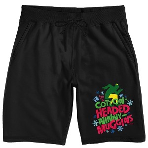 Elf Buddy Quote "I'm A Cotton-Headed Ninny Muggins" Men's Black Sleep Pajama Shorts - 1 of 3