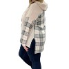 Women's Plaid Details Hoodie Sweater - White Birch - 3 of 3