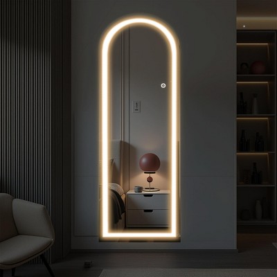 LED Aluminum Frameless Silver Full-Body Arch Mirror