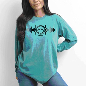 Simply Sage Market S.W.Smiley Headphones Music Garment Dyed Long Sleeve - 1 of 4