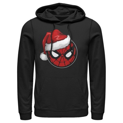 Men's Marvel Christmas Spider-man Santa Hat Pull Over Hoodie - Black -  Large : Target