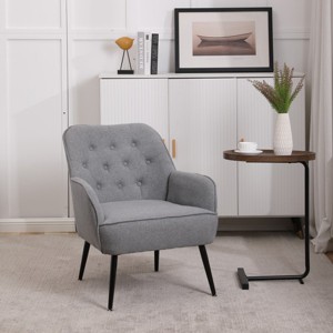Modern Accent Chairs Linen Armchair, Accent Chairs Modern With Armrest, Accent Chairs Bedroom, Accent Chairs Comfort-Cuddlewood - 1 of 4