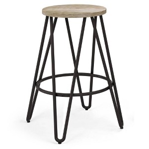 Kendall Metal Barstool with Wood - WyndenHall - 1 of 4