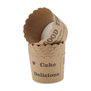 Unique Bargains Disposable Baking Cups Wood Pulp Paper PE Coating Reddish Brown Khaki 2.76"x2.17" 50 Pcs - 1 of 4