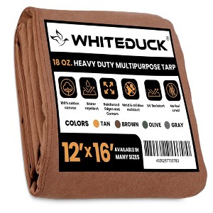 White Duck Canvas Tarp Outdoor Heavy Duty Water-Resistant Tarpaulin Cover, 18 oz Loomstate Cotton with Stainless Steel Grommets - 1 of 4
