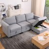 Small Modular Sectional Sofa, 3-Seater L-Shaped Couch with Convertible Chaise & Ottoman, Fabric Upholstered Couch with Hidden Storage - 3 of 4