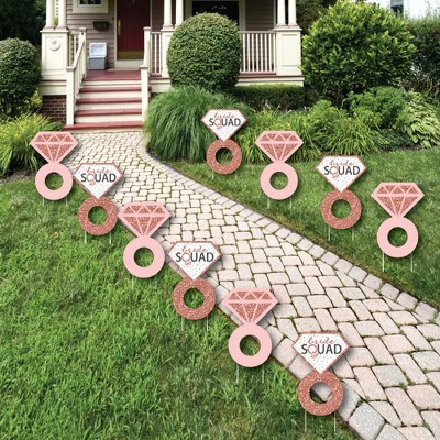 Big Dot of Happiness Bride Squad - Ring Lawn Decorations - Outdoor Rose Gold Bridal Shower or Bachelorette Party Yard Decorations - 10 Piece