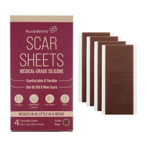 Nuvadermis Medical Grade Water Resistant Reusable Silicone Scar Sheets - Dark Skin Tone - 4ct - 1 of 4