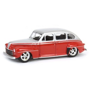 1/64 1947 Ford Fordor Super Deluxe Red Silver California Lowriders 4 63050-A - 1 of 4