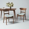 5-Piece Mid-Century Modern Dining Table Set with Faux Wood Tabletop and 4 Upholstered Rubberwood Chairs for Kitchen or Dining Room - 3 of 4