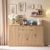 SinCiDo Farmhouse 58"wide Buffet Cabinet w/ Storage Trough,Adjustable Shelves,w/ 2 Drawers & 4 Doors,Kitchen Bar & Living Room Coffee Bar,Natural - 3 of 4