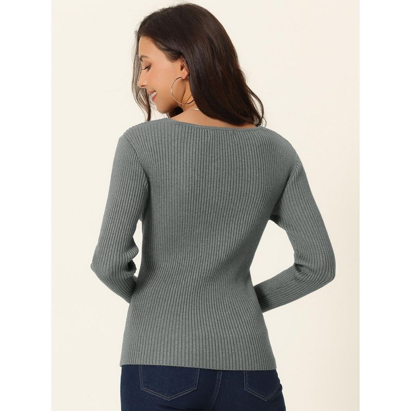 Seta T Women's V Neck Wrap Long Sleeve Criss Cross Casual Pullover Sweater, 4 of 6