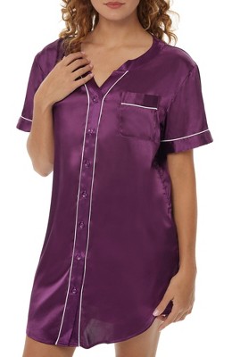 Adr Women's Knit Sleep Shirt, Short Sleeve Nightshirt, Lightweight Button  Down Pajama Top Steel Gray Medium : Target